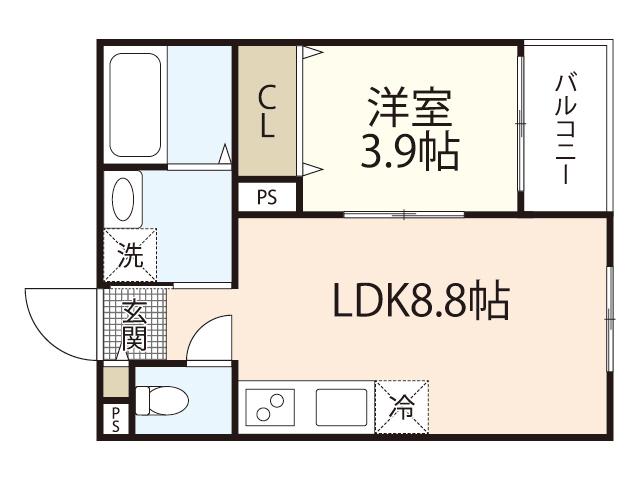 CLE DU BONHEUR (1LDK/1階)の間取り写真