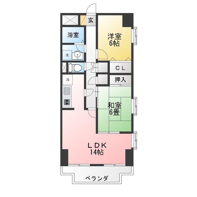 サウスウッド(2LDK/2階)の間取り写真