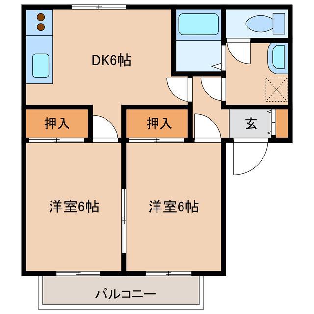 シーサイドコーポ A棟(2DK/1階)の間取り写真