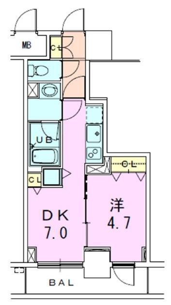 銀座レジデンス伍番館(1DK/4階)の間取り写真