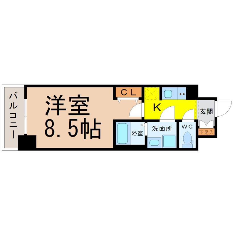 S-RESIDENCE金山ウエスト(1K/6階)の間取り写真