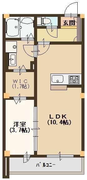 カデンツァ(1LDK/3階)の間取り写真
