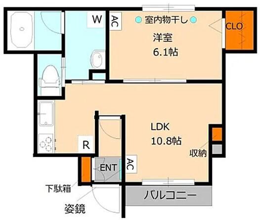 コーポ田園(1LDK/1階)の間取り写真