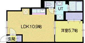 アンベリール(1LDK/1階)の間取り写真