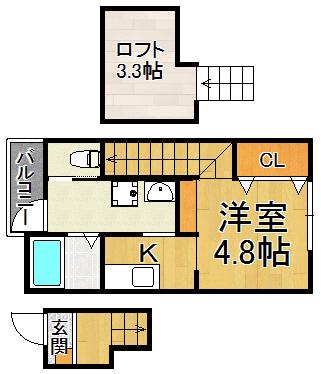 あんしん美座(ワンルーム/2階)の間取り写真
