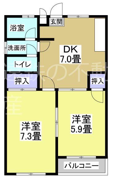 サンハイツ58(2DK/1階)の間取り写真
