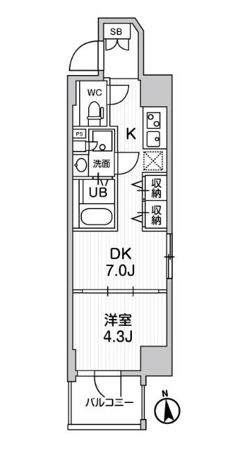 クレアティフ秋葉原(1DK/6階)の間取り写真