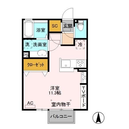 アールズ ハウス III(ワンルーム/2階)の間取り写真