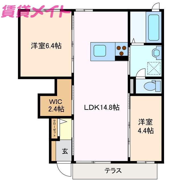 サンセール A棟(2LDK/1階)の間取り写真