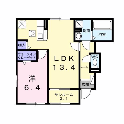 マグノリアコート 青木島(1LDK/1階)の間取り写真