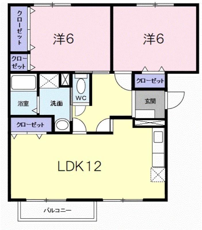 キャッスルニューエルI(2LDK/1階)の間取り写真