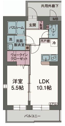 サニーリヴK(1LDK/3階)の間取り写真