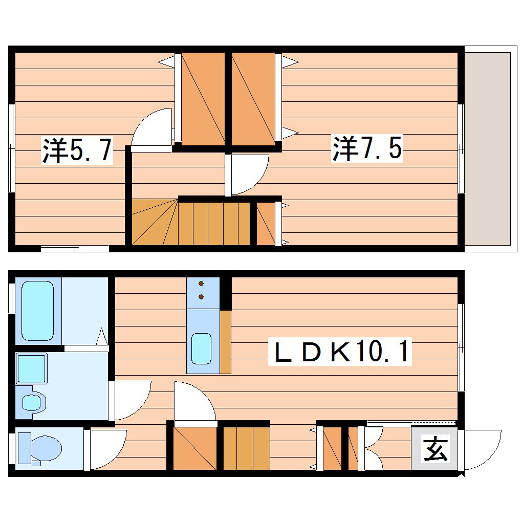 セゾンラーゴ(2LDK/1階)の間取り写真