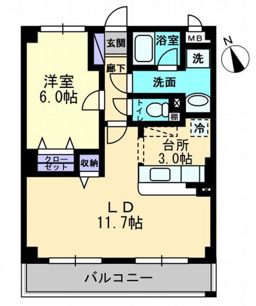 ヴィラブライトン(1LDK/1階)の間取り写真