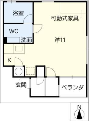 けやきの森ルポ アートスクエア(ワンルーム/2階)の間取り写真