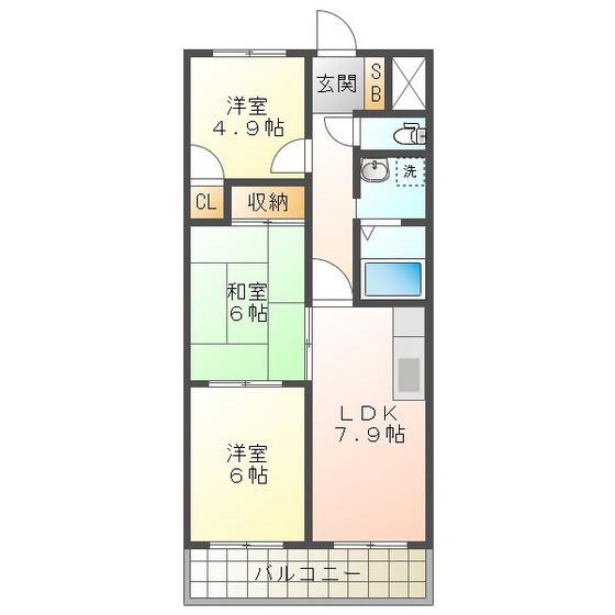 エクセル中川原(3DK/1階)の間取り写真
