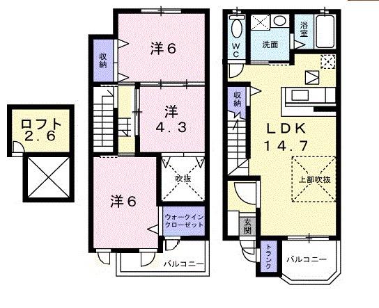 ヴァルト・D(3LDK/1階)の間取り写真