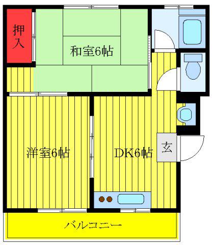 キャッスル安斉(2DK/1階)の間取り写真