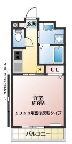 ディオール(1K/2階)の間取り写真
