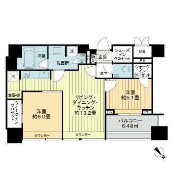 グランスイート麻布台ヒルトップタワー(2LDK/24階)の間取り写真