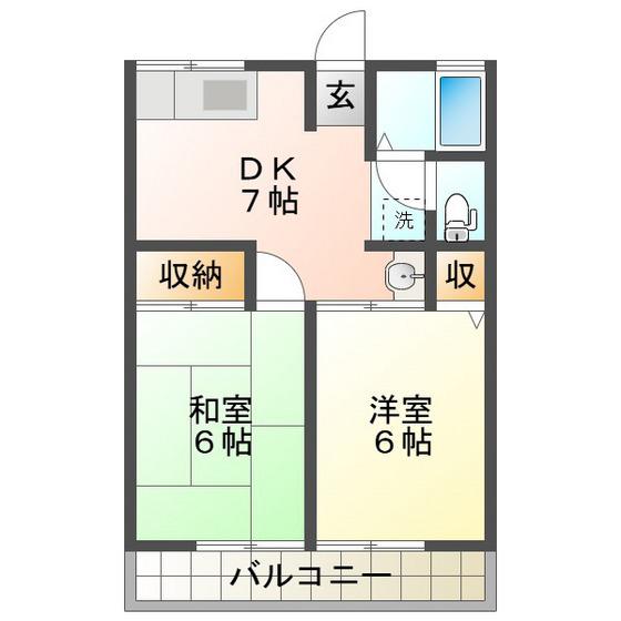 修成ハイツ(2DK/1階)の間取り写真