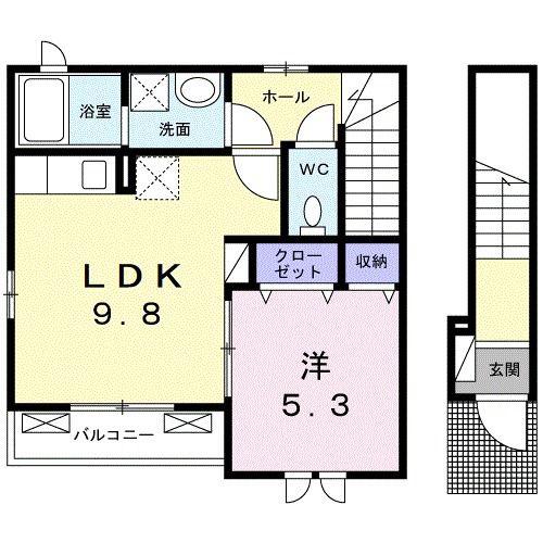 コンフォート長田II(1LDK/2階)の間取り写真