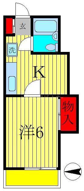 ラフィーヌ二ツ木A棟(1K/1階)の間取り写真
