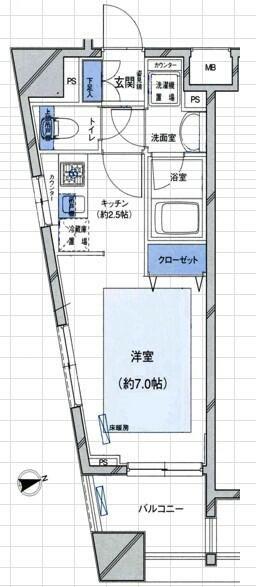 パレステュディオ九段 (1K/2階)の間取り写真