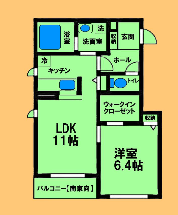 ノーブル ダーチャ(1LDK/2階)の間取り写真