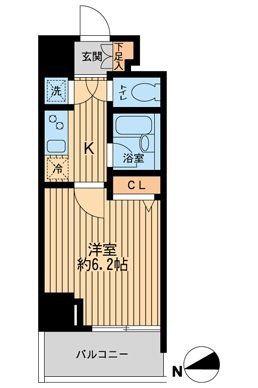 HF早稲田レジデンス(1K/1階)の間取り写真