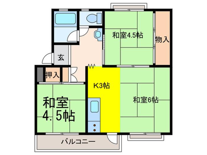 末廣団地(3K/2階)の間取り写真