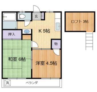フローラル調布(2K/2階)の間取り写真