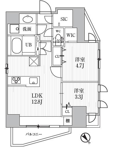 S-RESIDENCE目黒大岡山BRESA(2LDK/10階)の間取り写真