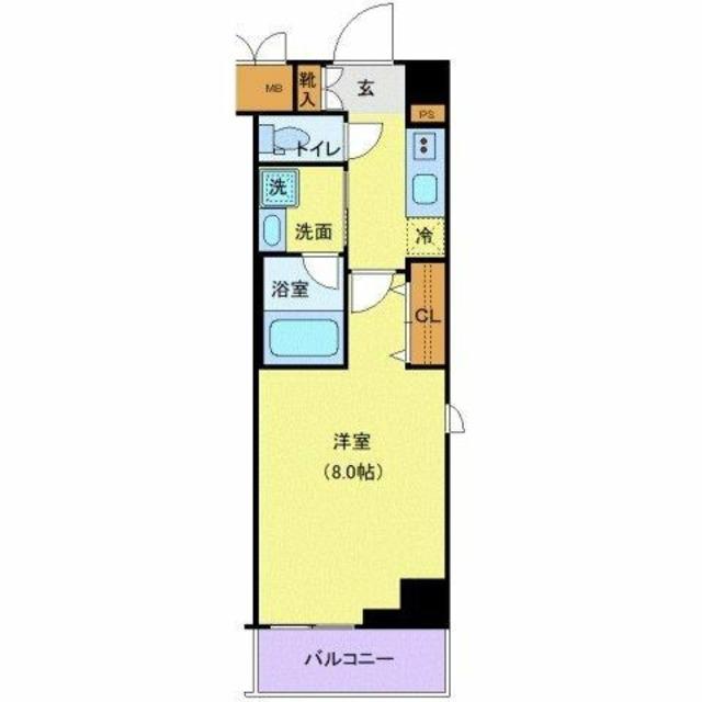 TATSUMIスカイガーデンテラス(1K/5階)の間取り写真
