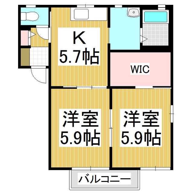 新賀ハイツ B(2K/2階)の間取り写真