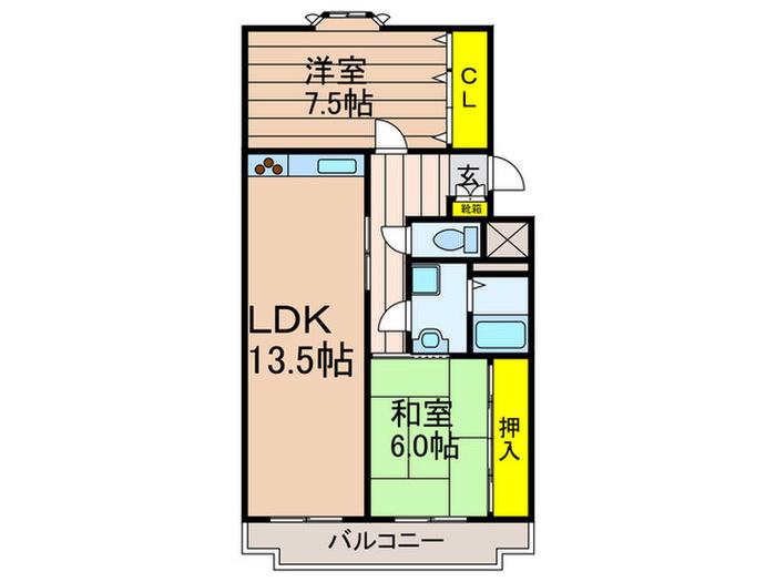 フレグランスヴィラ(2LDK/1階)の間取り写真