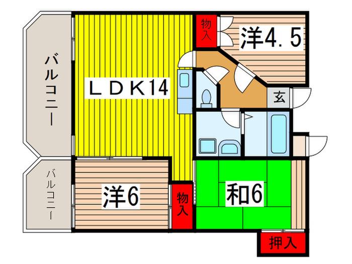 アーバン愛興(3LDK/8階)の間取り写真