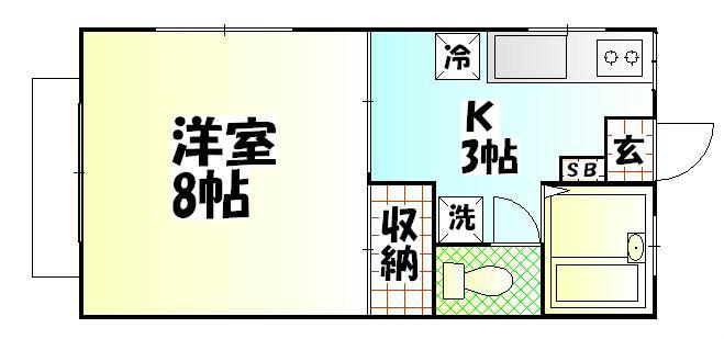 今井ハイツE(1K/2階)の間取り写真
