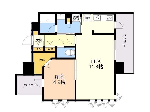 エンクレスト天神LINK(1LDK/11階)の間取り写真
