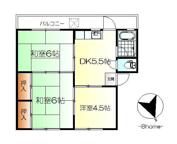 上本アパート(3DK/3階)の間取り写真