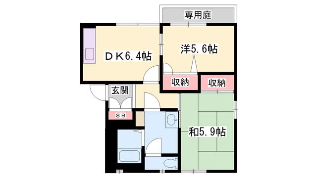 フレグランスエスパA(2DK/1階)の間取り写真