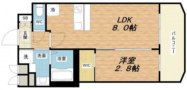 エスグランデ難波サウス(1LDK/2階)の間取り写真