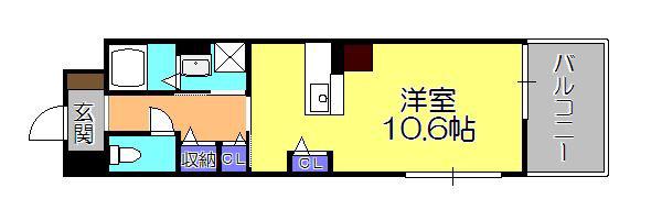 CASTLE AZUCHI(1K/3階)の間取り写真