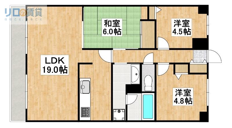 第二寿楽アビタシオン(3LDK/3階)の間取り写真