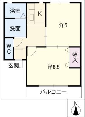 カルム森本(2K/1階)の間取り写真