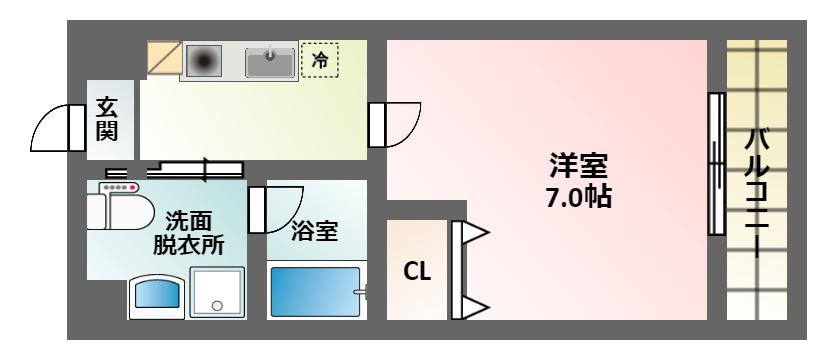 エクセル杭全(1K/4階)の間取り写真