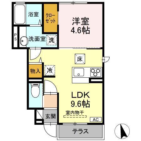 グランディールT E棟(1LDK/1階)の間取り写真