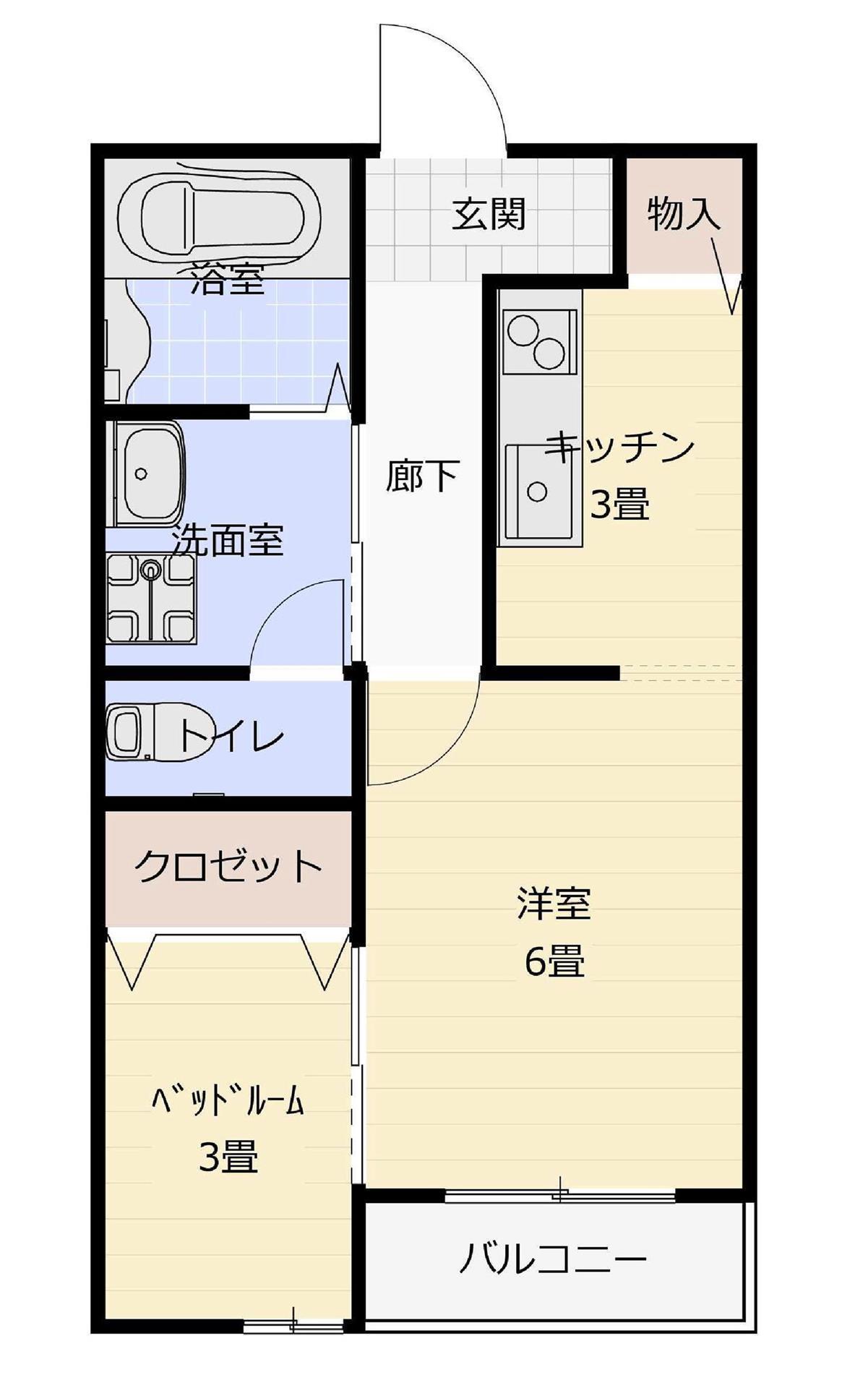 ボヌール西津田(1LDK/1階)の間取り写真