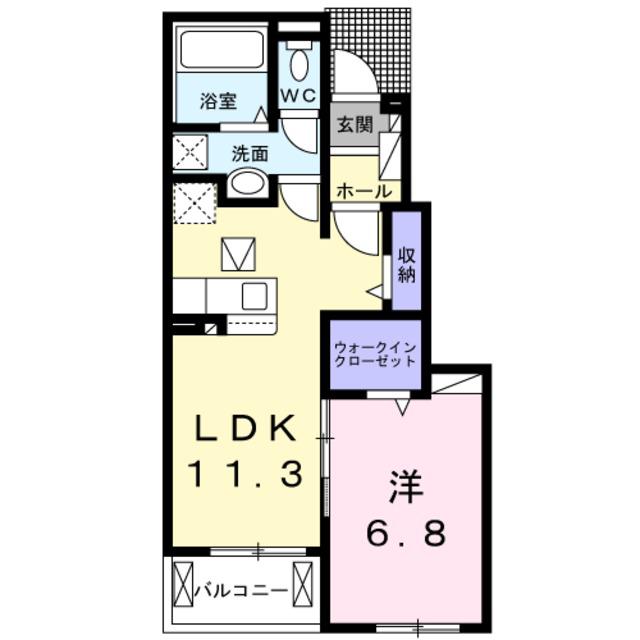 グリシーヌ・イースト(1LDK/1階)の間取り写真