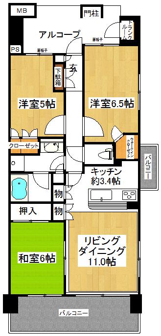 東京ソシオグランデ(3LDK/10階)の間取り写真